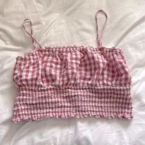 american eagle ruffle gingham top